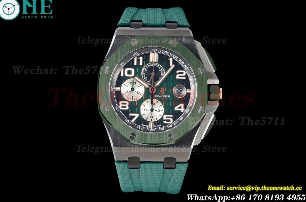 Royal Ceramic Oak Offshore RU 2020 44mm RSF A3126 Dial Green 0430